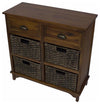 Traditional Storage Cabinet, Painted MDF, 4-Wicker Basket and 2-Drawer, Walnut DL Traditional