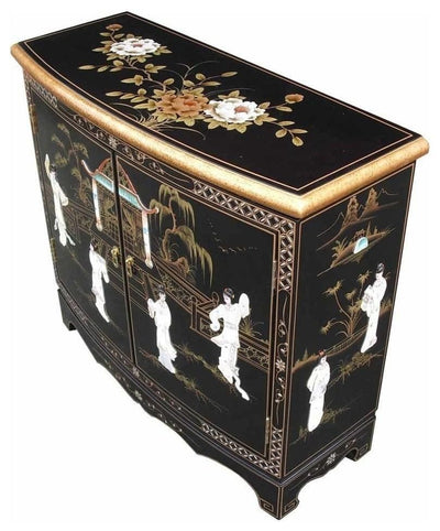 Traditional Storage Cabinet, Painted MDF With 2-Door, Oriental Chinese Design DL Traditional