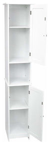 Traditional Storage Cabinet Unit in Wood with 2 Doors and 1 Open Shelf, White DL Traditional