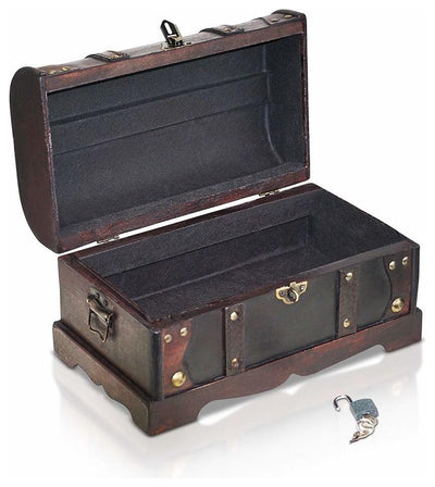 Traditional Storage Chest, Black-Espresso Finished Wood With Security Lock DL Traditional