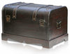 Traditional Storage Chest, Black Finished Wood With Security Straps and Lock DL Traditional