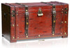 Traditional Storage Chest, Brown Finished Wood With 2 Security Straps DL Traditional