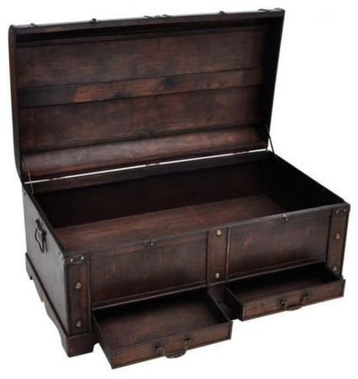 Traditional Storage Chest in Antique Brown Finished Oak Wood DL Traditional