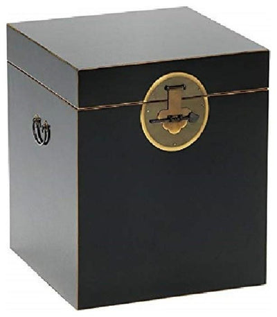 Traditional Storage Chest in Black Finish with Gold Leaf Details DL Traditional