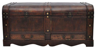 Traditional Storage Chest in Brown Finished Wood with 2 Drawer for extra Space DL Traditional