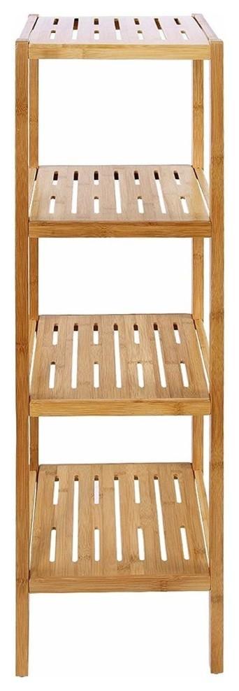 Traditional Storage Stand, Bamboo Wood With 4 Open Shelves for Extra Storage DL Traditional