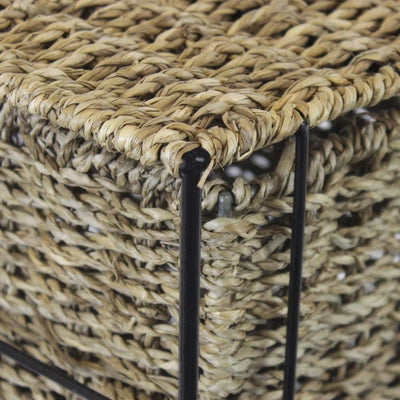 Traditional Storage Tower in Seagrass Wicker with Black Metal Frame, 4 Drawers DL Traditional