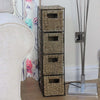 Traditional Storage Tower in Seagrass Wicker with Black Metal Frame, 4 Drawers DL Traditional