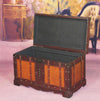 Traditional Storage Trunk in Fully Lined with Fabric Solid Wood, Brown Finish DL Traditional