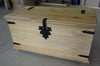 Traditional Storage Trunk in Solid Pine Wood with Black Metal Decorative Element DL Traditional