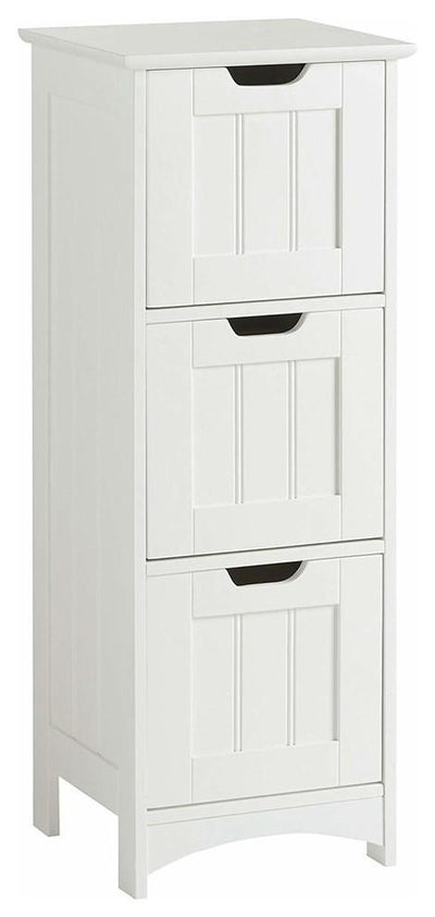 Traditional Storage Unit, MDF With White Finish and 3-Drawer, Simple Design DL Traditional