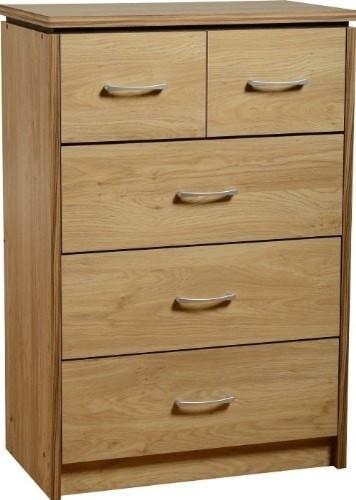 Traditional Stylish Chest of Drawers, Solid Oak Wood With 5 Storage Drawers DL Traditional