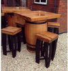 Traditional Stylish Drink Table, Solid Oak Wood With Square Top, Barrel Design DL Traditional