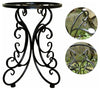 Traditional Stylish Plant Pot Stand, Strong Metal Flower Pattern Design, Black DL Traditional