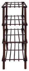 Traditional Stylish Shoe Rack, Chinese Fir Wood, 4 Slated Open Shelves, Dark Oak DL Traditional