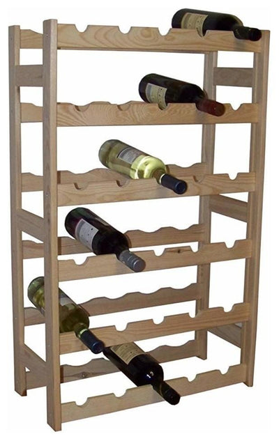 Traditional Stylish Wine Rack, Oak Finished Untreated Wood 30-Bottle Capacity DL Traditional