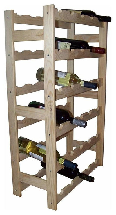 Traditional Stylish Wine Rack, Oak Finished Untreated Wood 30-Bottle Capacity DL Traditional