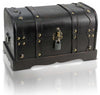 Traditional Treasure Storage Chest, Black Solid Wood With Lock Pirate Design DL Traditional