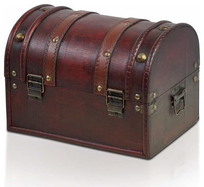 Traditional Treasure Storage Chest, Wood-Metal Construction, Lissabon Design DL Traditional