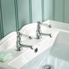 Traditional Twin Basin Sink Hot and Cold Taps, Chrome Plated Solid Brass DL Traditional