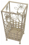 Traditional Umbrella Stand in White Finished Metal, Floral-Butterfly Design DL Traditional