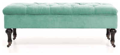 Traditional Upholstered Storage Bench, Mint DL Traditional
