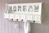 Traditional Wall Mounted Clothes Rack, White MDF With 5-Hook, 6 Photo Frames DL Traditional