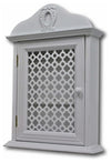 Traditional Wall Mounted Key Cabinet, White Finished Wood With 6 Hanger DL Traditional