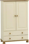 Traditional Wardrobe, Cream Finished MDF With 2-Door and 2 Bottom Drawers DL Traditional