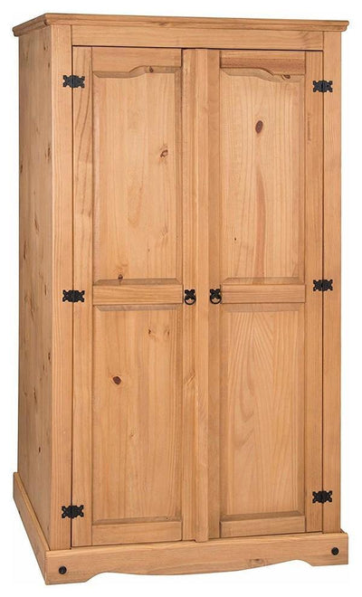 Traditional Wardrobe in Solid Pine Wood with 2 Doors and Internal Hanging Rail DL Traditional