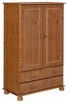 Traditional Wardrobe, Solid Pine Wood With 2-Door and Internal Hanging Rail DL Traditional