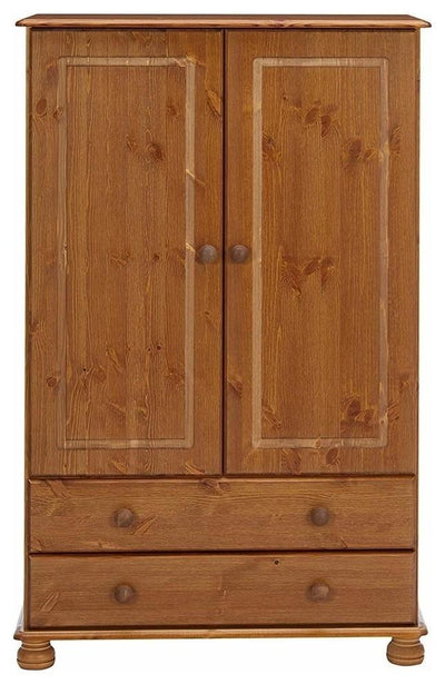 Traditional Wardrobe, Solid Pine Wood With 2-Door and Internal Hanging Rail DL Traditional