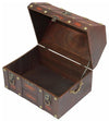 Treasure Chest in Antique Brown Finished Wood with Lion Rings, Traditional Style DL Traditional