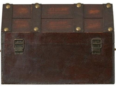 Treasure Chest in Antique Brown Finished Wood with Lion Rings, Traditional Style DL Traditional