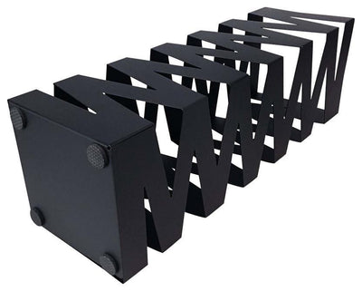 Umbrella Stand, Black Finished Metal With Hooks and Drip Tray, Zig-Zag Design DL Modern