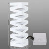 Umbrella Stand, White Finished Metal With Hooks and Drip Tray, Zig-Zag Design DL Modern