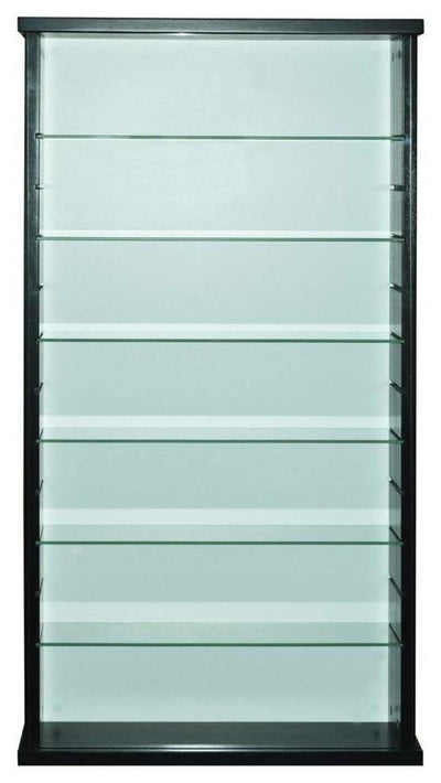 Wall Display Cabinet, Black Finished Solid Wood With 6 Glass Inner Shelves DL Contemporary