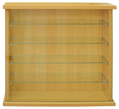 Wall Display Cabinet in Oak Finished Particle Board with Four Glass Shelves DL Contemporary