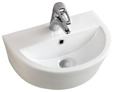 Wall Mounted Basin Sink, White Ceramic With 1 Tap Hole, Modern Design DL Modern