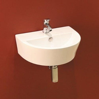 Wall Mounted Basin Sink, White Ceramic With 1 Tap Hole, Modern Design DL Modern