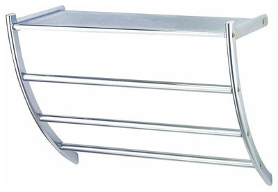 Wall Mounted Bathroom Shelf With Towel Rail, Stainless Steel With Chrome Finish DL Modern