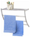 Wall Mounted Bathroom Shelf With Towel Rail, Stainless Steel With Chrome Finish DL Modern