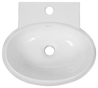 Wall Mounted Bathroom Sink, White Ceramic With 1-Tap Hole, Round Design DL Contemporary