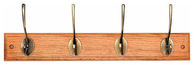 Wall Mounted Coat Rack in Solid Wood with 4 Hanger Hooks, Traditional Design DL Traditional
