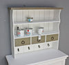 Wall Mounted Shelving Unit in White Finished Wood with 3 Drawers and 4 Hooks DL Traditional