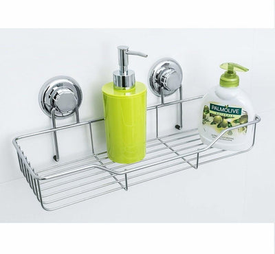 Wall Mounted Shower Rack in Steel With Chrome Plated Finish and Suction Cups DL Modern