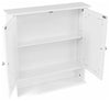 Wall Mounted Storage Cabinet in White MDF with Mirrored Double Doors, Open Shelf DL Modern