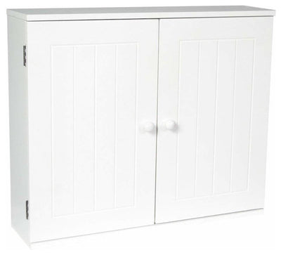 Wall Mounted Storage Cabinet With White Finished MDF, Double Doors, Inner Shelf DL Traditional