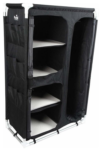 Wardrobe, Black Fabric With Internal Hanging Rail and Shelves, Modern Style DL Modern