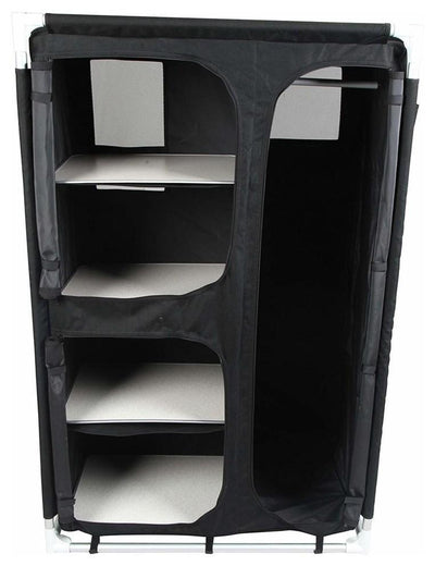 Wardrobe, Black Fabric With Internal Hanging Rail and Shelves, Modern Style DL Modern